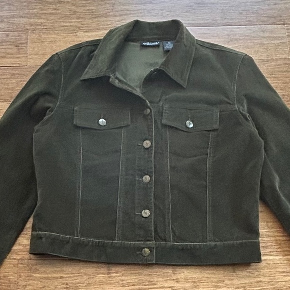 Willi Smith Olive Green Women Corduroy Jacket, Size M - Picture 13 of 16